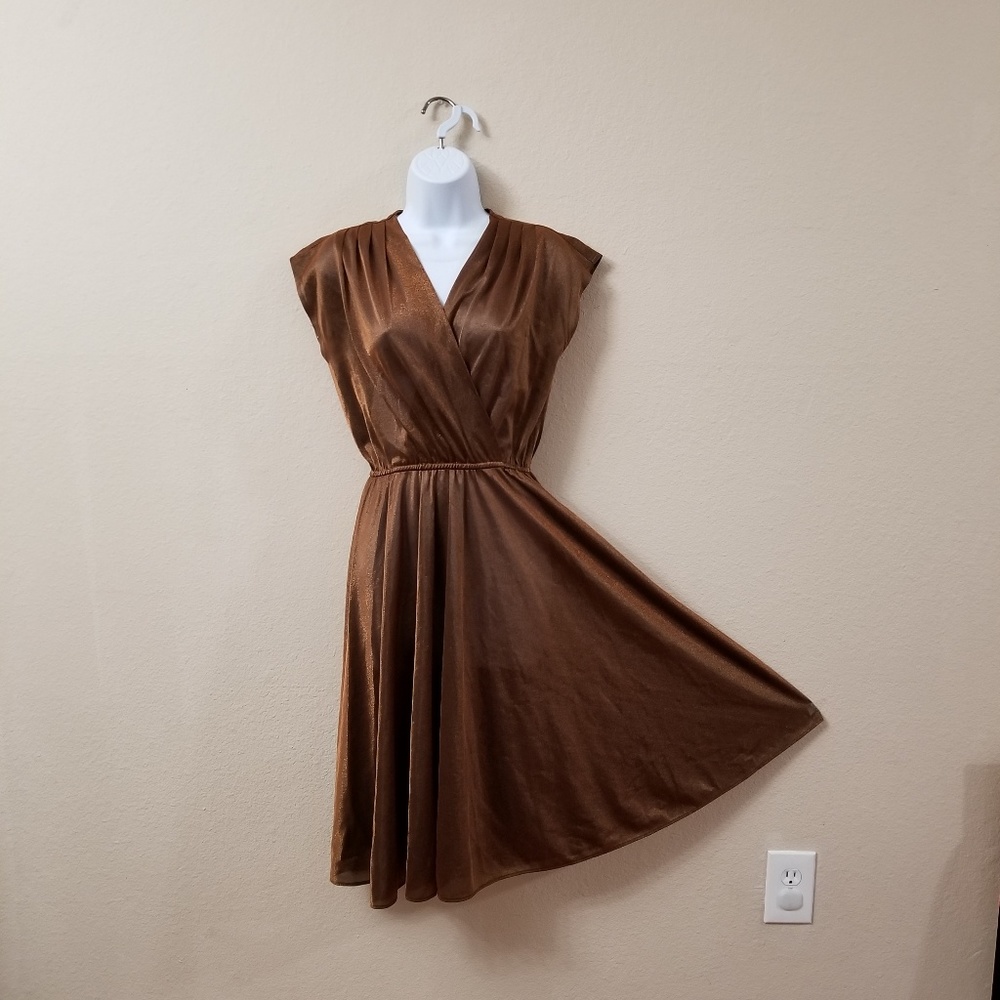Shimmery Copper Midi Dress